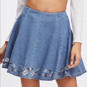 Floral jean skirt
